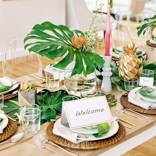 Abeillo 50Pcs White Blank Place Cards with Gold Foil Border