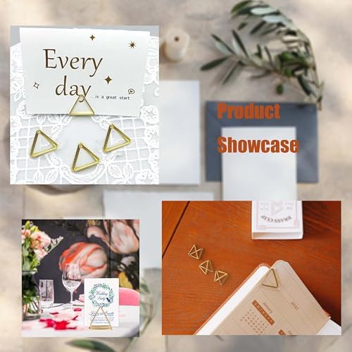 40 Pcs Gold Triangle Place Card Holders for Wedding Centerpieces