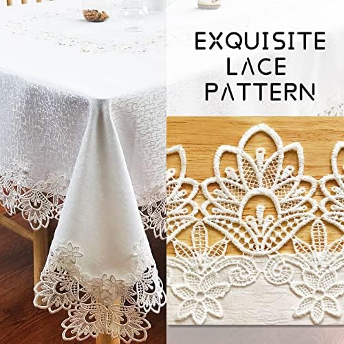 Elegant Lace Tablecloth for Rectangular Tables - White 72x144
