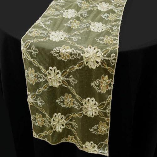 Champagne Lace Netting Table Runner for Weddings