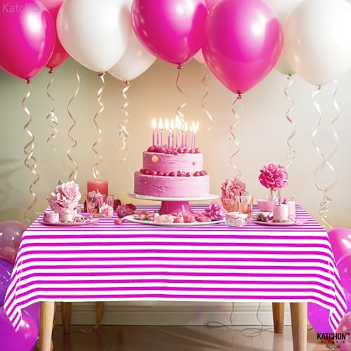 KatchOn 4 Pack Hot Pink and Silver Tablecloths 108x54 Inch