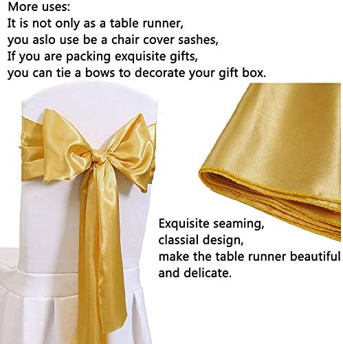 Set of 5 Gold Satin Table Runners 12x108 Inch