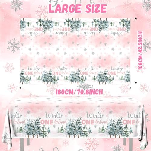 3 Pieces Winter Wonderland Birthday Tablecloth Set