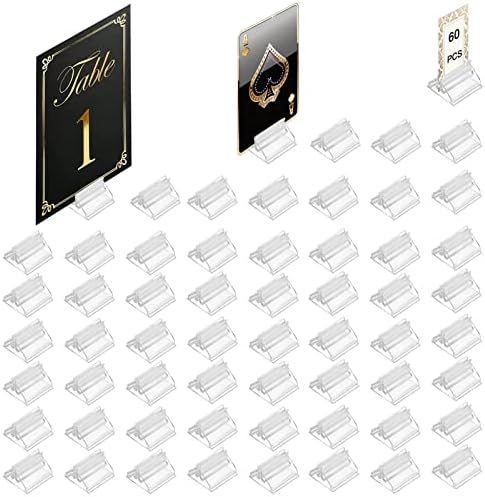 CUNGLIN 60 Pack Table Number Place Card Holder Clear Acrylic Stand