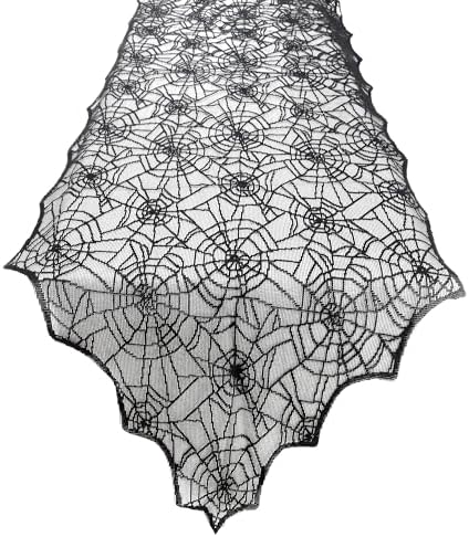 Cytokio Halloween Table Runner Black Lace Spider Web 18x72 Inch
