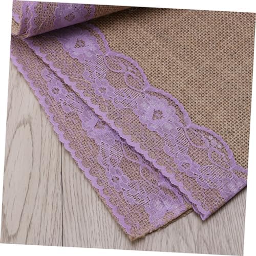 275x30cm Burlap Table Runner with Rustic Lace Edging