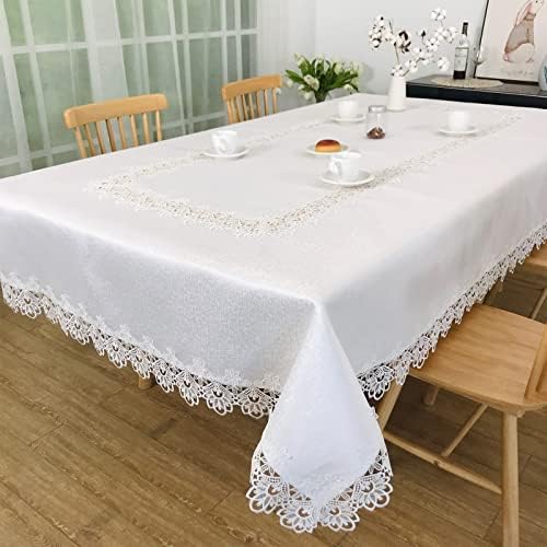 Elegant Lace Tablecloth for Rectangular Tables - White 72x144