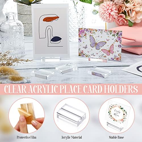 Roowest 100 Pcs Clear Place Card Holders for Events