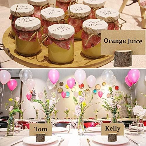 20Pcs Rustic Wood Table Numbers Holder and 30Pcs Kraft Place Cards