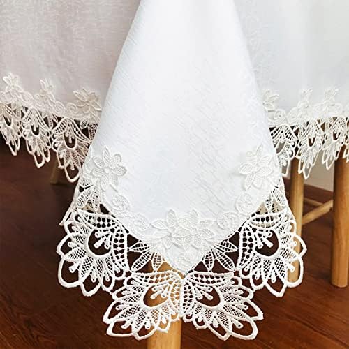 Elegant Lace Tablecloth for Rectangular Tables - White 72x144