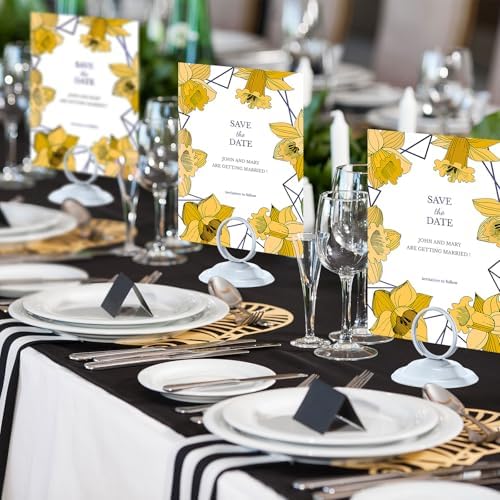 24 Pcs White Metal Table Number Holders for Events