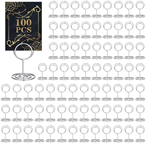 100 Mini Place Card Holders - 2 Inch Silver Table Number Stands