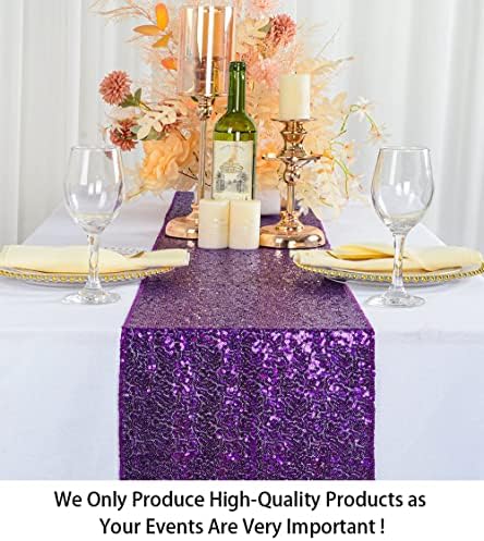 ShiDianYi Purple Glitter Sequin Table Runners 10PCS