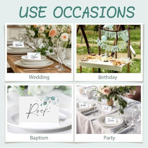 100pcs Eucalyptus Leaf Place Cards for Wedding Reception and Events