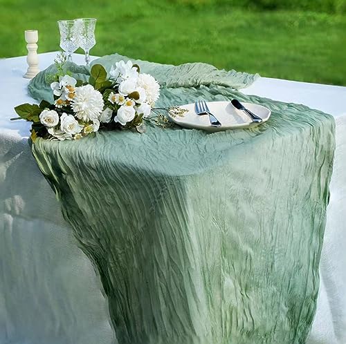 12 Pcs Beige Cheesecloth Table Runner 13ft for Decorations