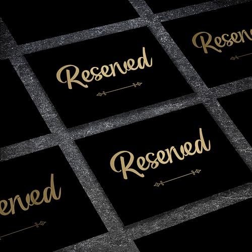 12 Pack Gold Reserved Table Signs with Stand and White Cards