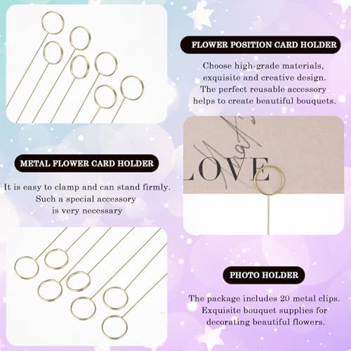 20Pcs Gold Metal Floral Place Card Holder for Weddings