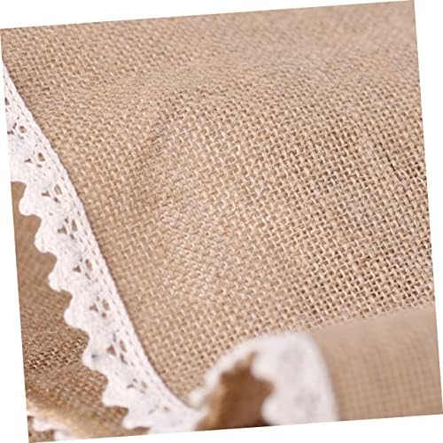 MAGICLULU 30x245cm Burlap Table Runner with Lace Edging