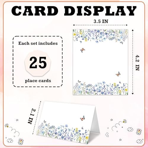 Wildflowers Place Cards For Girls 25 Pack