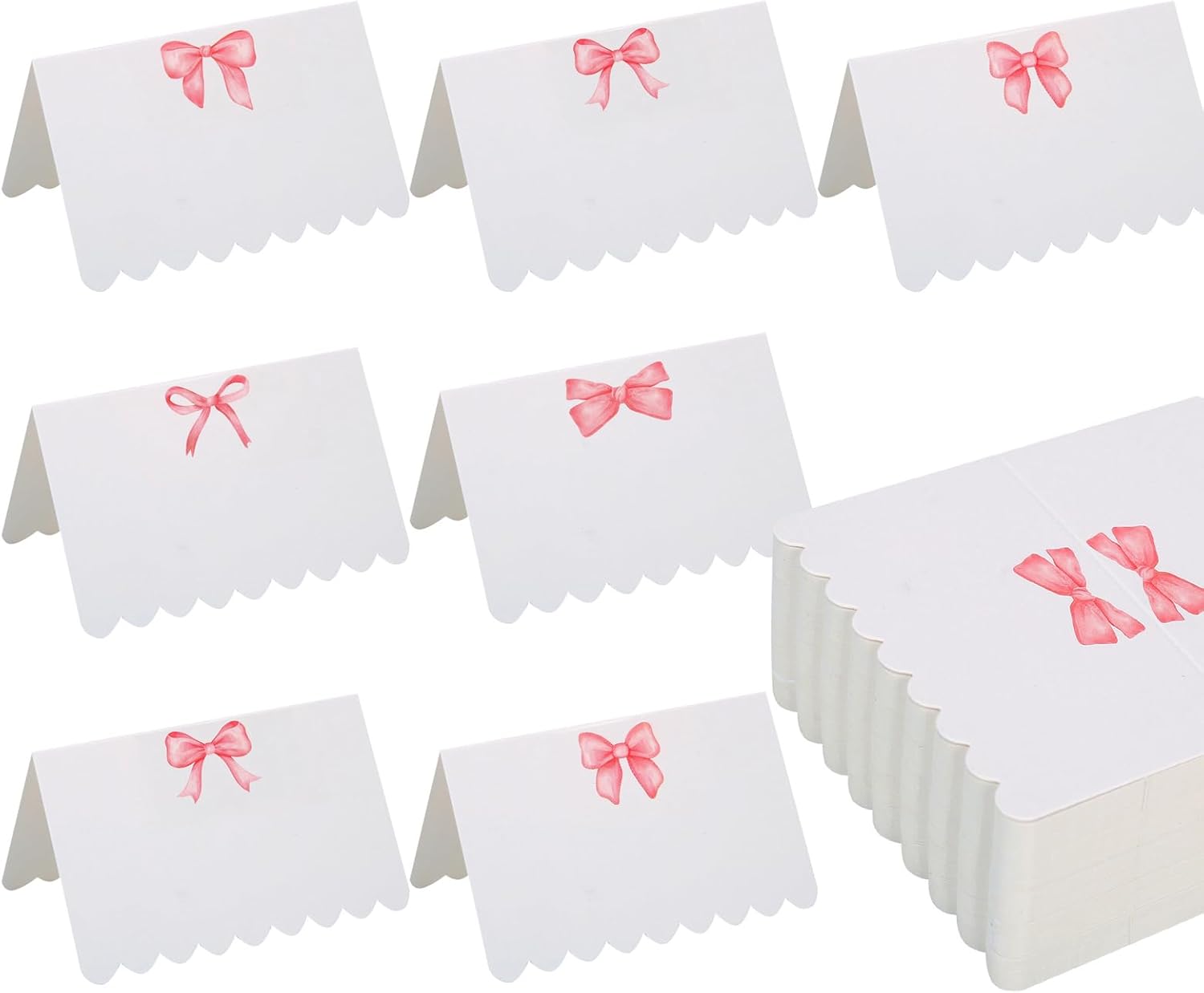 100 Pcs Pink Bow Place Cards 5 Designs