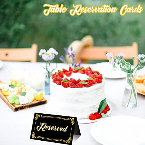 100 Pcs Black Place Cards with Gold Pen for Weddings