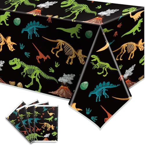 4-Pack Dinosaur Tablecloth for Kids Birthday Party Decorations