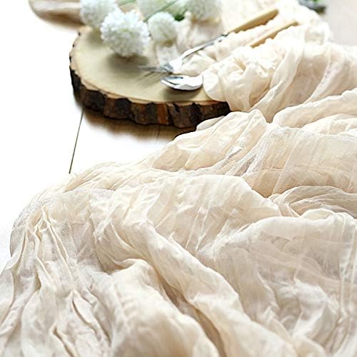 BalsaCircle 10 Foot Cream Cotton Cheesecloth Table Runner