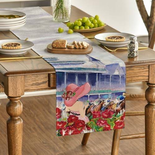 Artoid Mode Rose Horse Racing Castle Table Runner 13x90 Inch