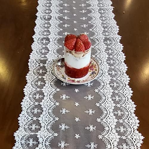 Lacely Inicia Table Lace Runner 12x70 Inch White Decor