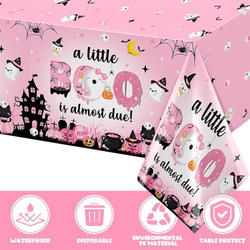 Pink Halloween Baby Shower Tablecloth Set 3Pcs