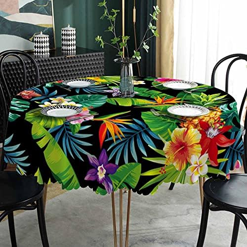 AOYEGO 60 Inch Round Tablecloth Tropical Design