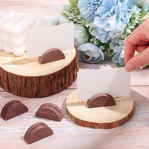 24 Pcs Wooden Table Number Holders Semicircular Design