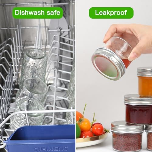 STARSIDE 40 Pack 4 oz Glass Jars With Silver Lids