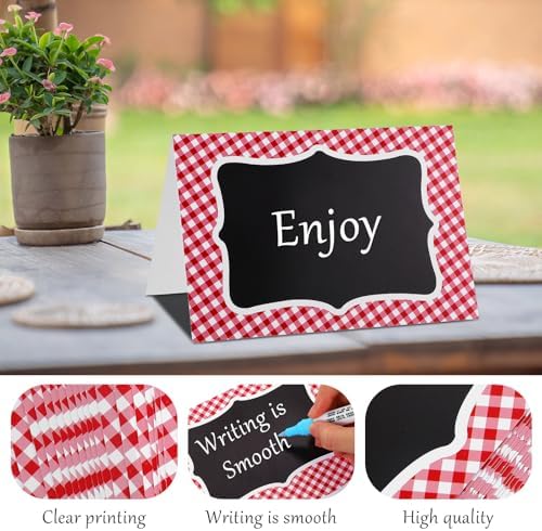 25Pcs Red Gingham Place Cards for Picnic Party Decorations