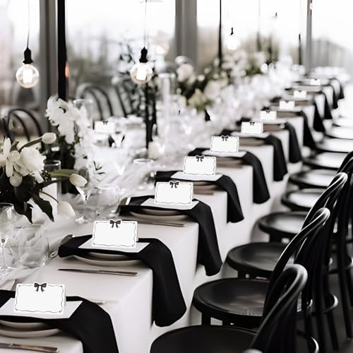 50pcs Black Bow Place Cards for Table Settings 1
