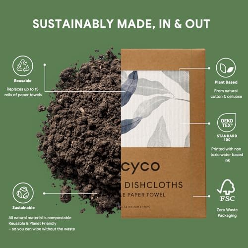 RECYCO 6 Pack Foggy Blue Swedish Dishcloths