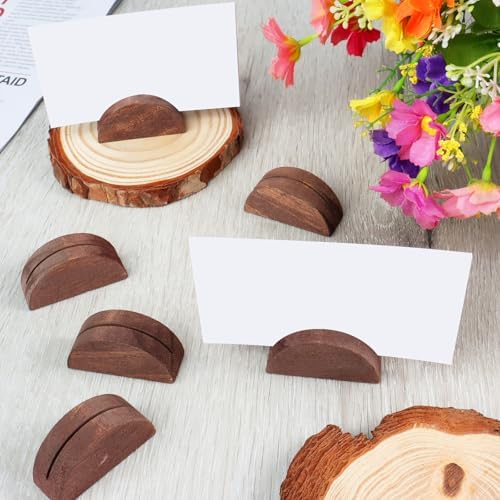 Alffun 50 Pcs Wooden Table Number Stands for Events