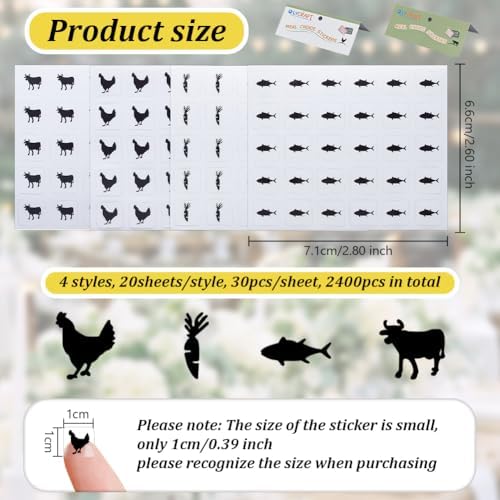 OLYCRAFT 2400pcs 4 Styles Black Meal Stickers for Place Cards