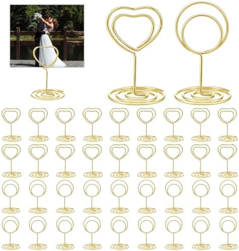 Patelai 36 Pcs Gold Wire Table Number Holders