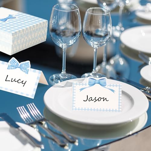 R HORSE Blue Bow Place Cards 100Pcs 35x2 Inch