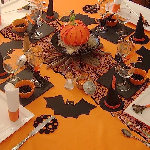Halloween Decor Table Runner - Black Spider Web Design 18x72 Inch