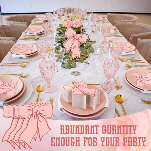 120 Pcs Pink Bow Place Cards for Parties and Events