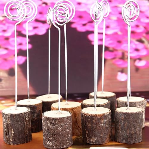 WOHENI 10Pcs Rustic Wood Place Card Holders