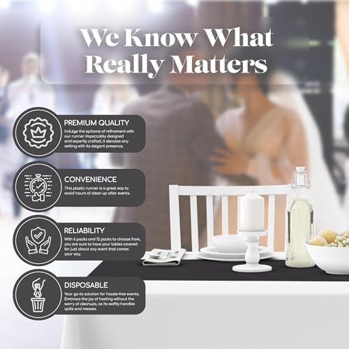 Dark Grey 6 Pack Premium Disposable Table Runner 14 x 108 Inch