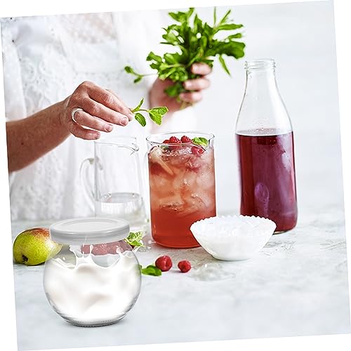 Mobestech Clear Glass Yogurt Bottles 2pcs Spherical Pudding Jars