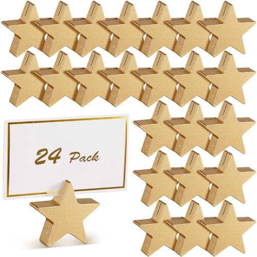 Kigley 24 Pcs Star Wooden Table Place Card Holders