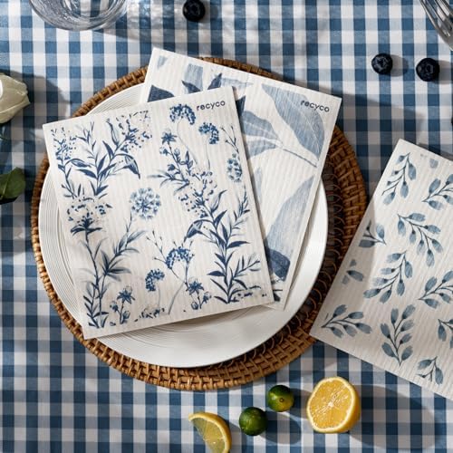RECYCO 6 Pack Foggy Blue Swedish Dishcloths