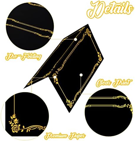 100 Pcs Black Place Cards with Gold Pen for Weddings
