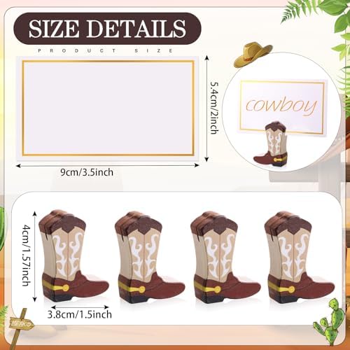 Kigley 18 Pcs Wooden Cowboy Boots Place Card Holders