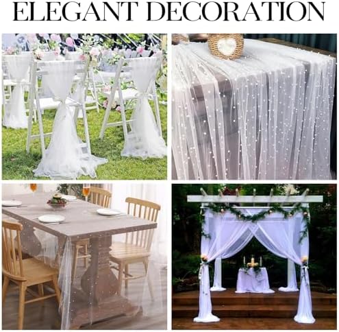 Pearl Table Runner Set of 2 White 10 Ft Wedding Tablecloth